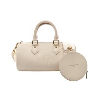 Louis Vuitton Papillon Handbag Leather Empreinte Ivory White